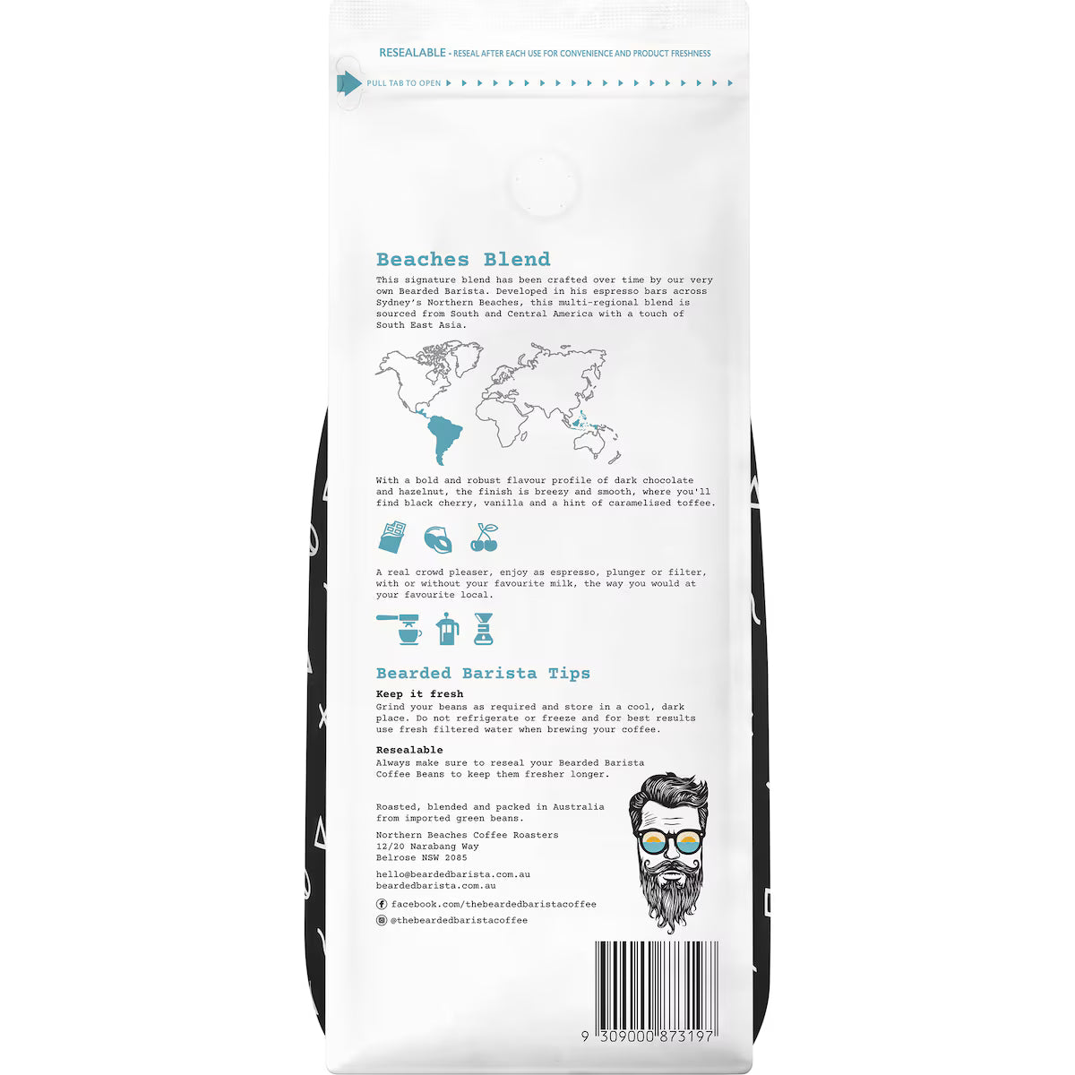 Northern Beaches Coffee Bearded Barista Coffee Beans 1kg