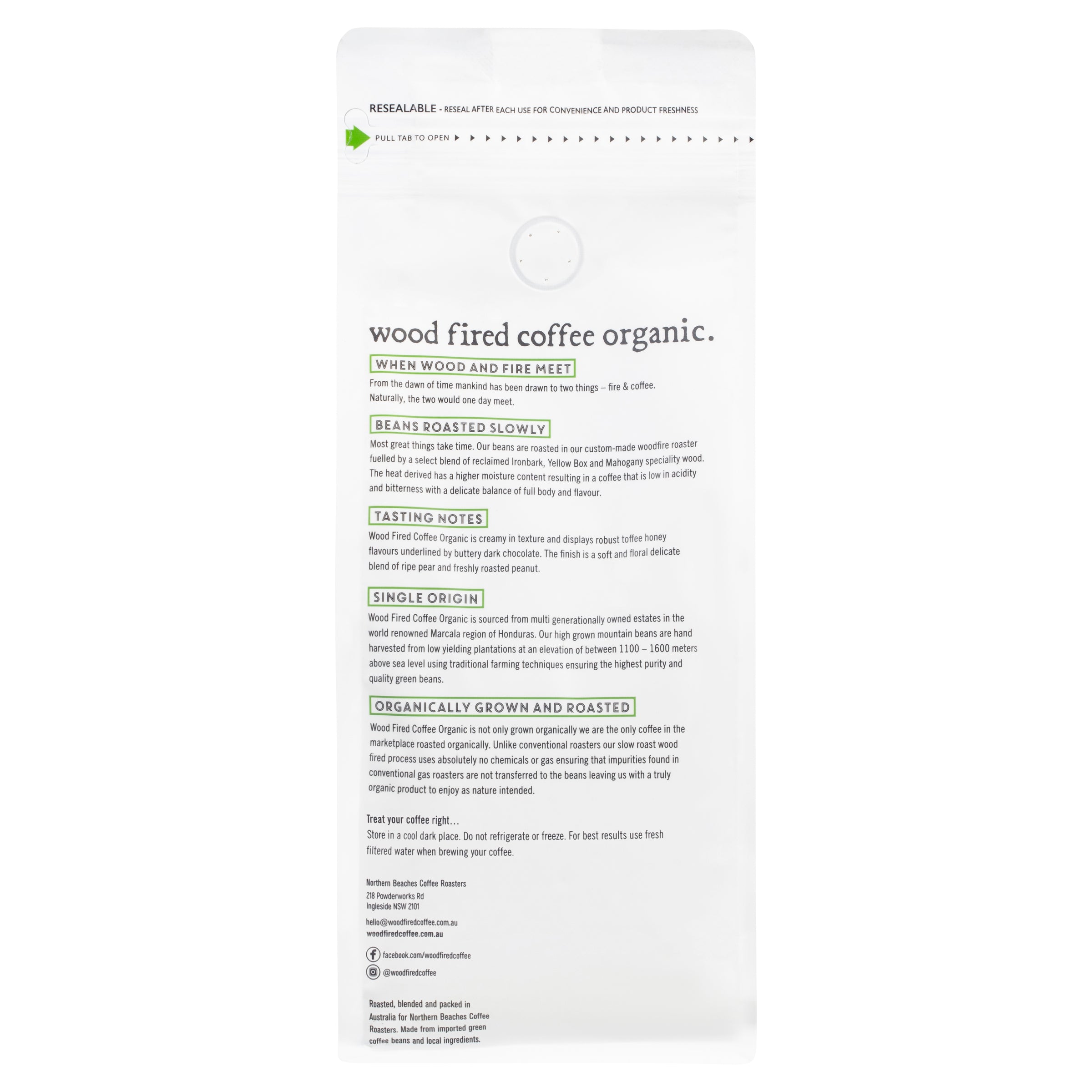 Wood Fired Coffee Organic Ground 500g