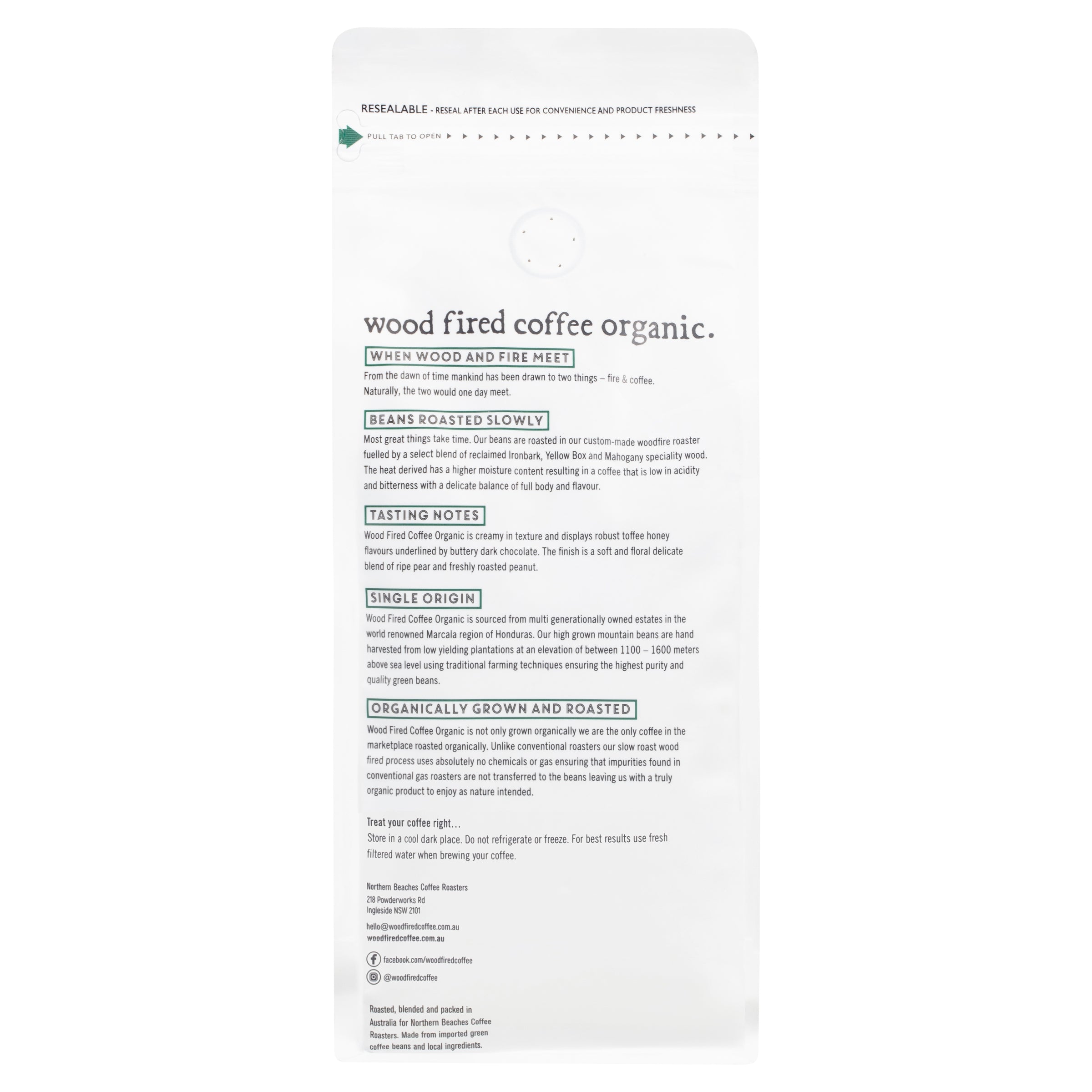 Wood Fired Coffee Organic Beans 500g